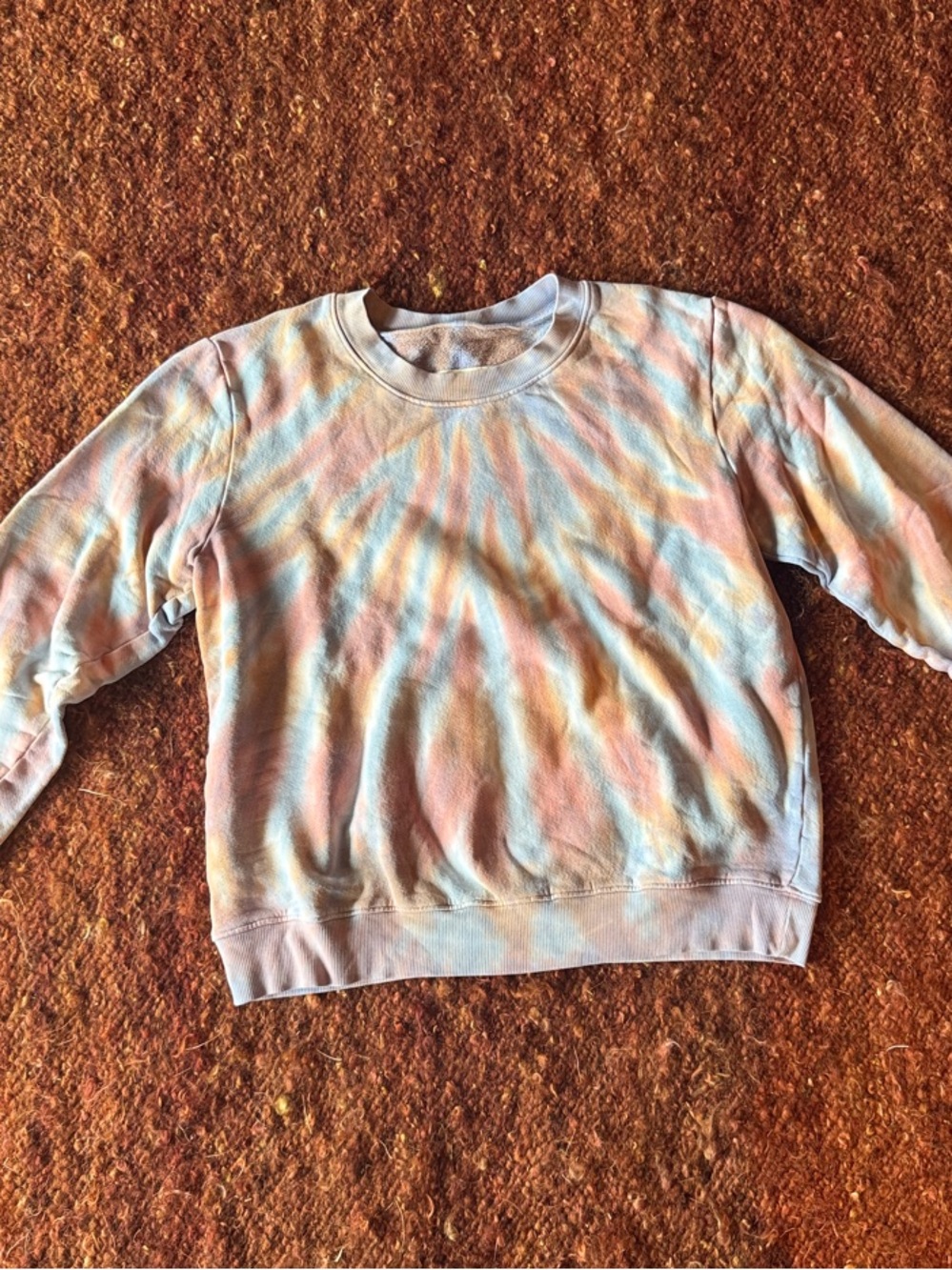 Raquel Allegra Tie-Dye Crewneck Sweatshirt - Pastel Blue Pink Peach